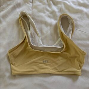 SOLD Set active butter yellow layered bra size small (not selling shorts!)